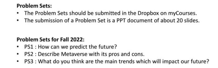 Problem Sets: - The Problem Sets should be submitted | Chegg.com