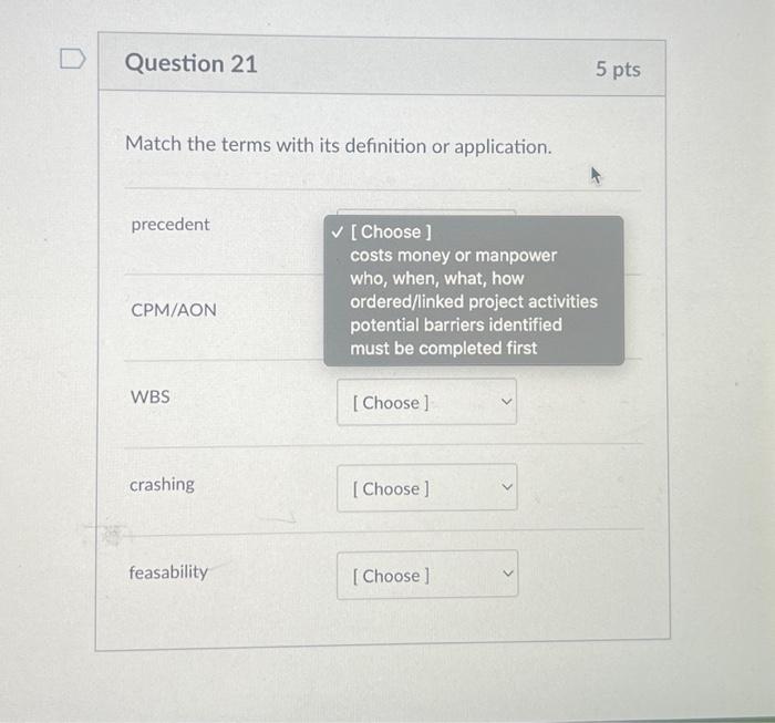 Solved Match the terms with its definition or application. | Chegg.com