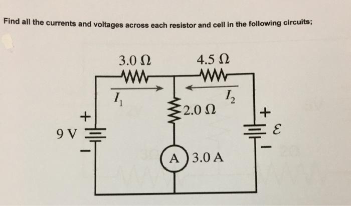 Solved Find all the currents and voltages across each | Chegg.com