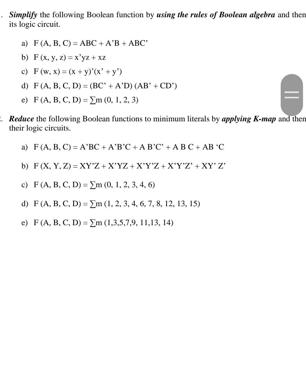 Solved Simplify The Following Boolean Function By Using The | Chegg.com