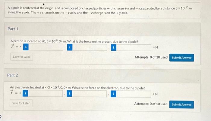 Solved O A dipole is centered at the origin, and is composed | Chegg.com