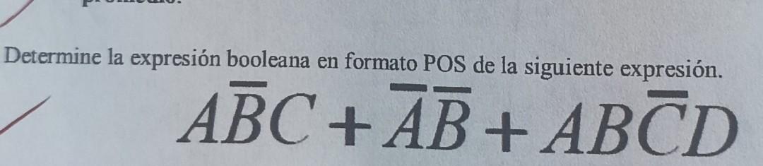 \( A \bar{B} C+\bar{A} \bar{B}+A B \bar{C} D \)