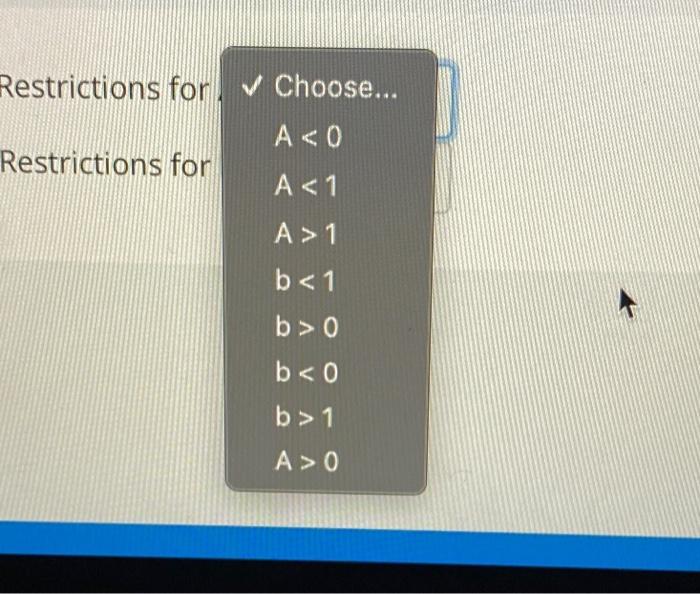 Solved List the restrictions on the coefficient A and the | Chegg.com