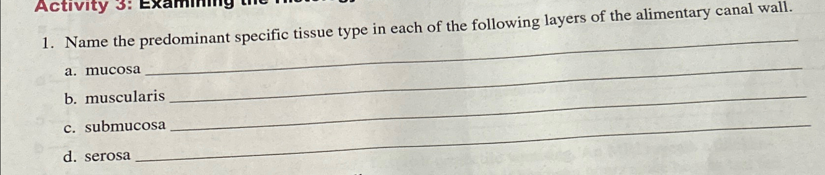 Solved Name the predominant specific tissue type in each of | Chegg.com
