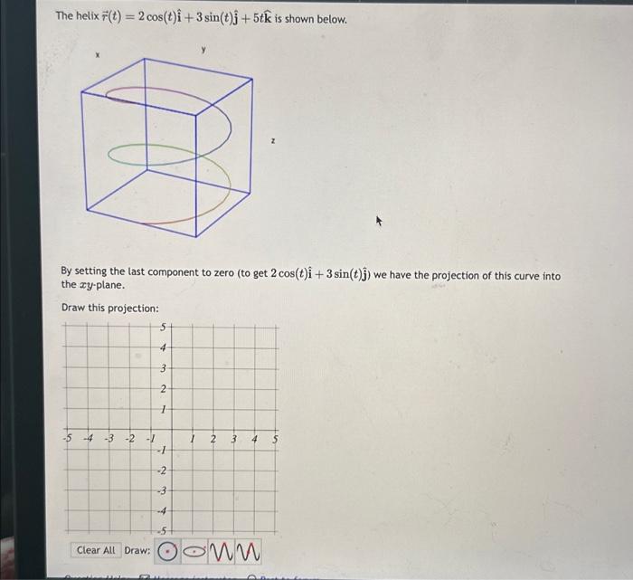 Solved The helix r(t)=2cos(t)i^+3sin(t)j^+5tk^ is shown | Chegg.com