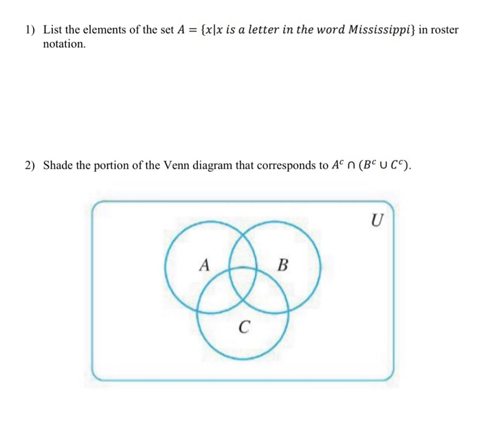 Solved 1) List the elements of the set A = {xx is a letter