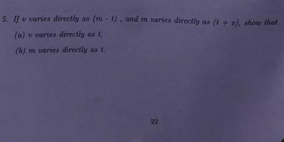 Solved 5 If U Varies Directly As M 1 And M Varies D Chegg Com