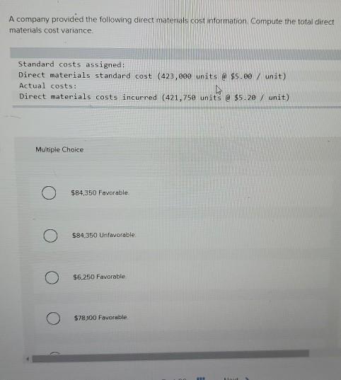 Solved A company provided the following direct materials | Chegg.com