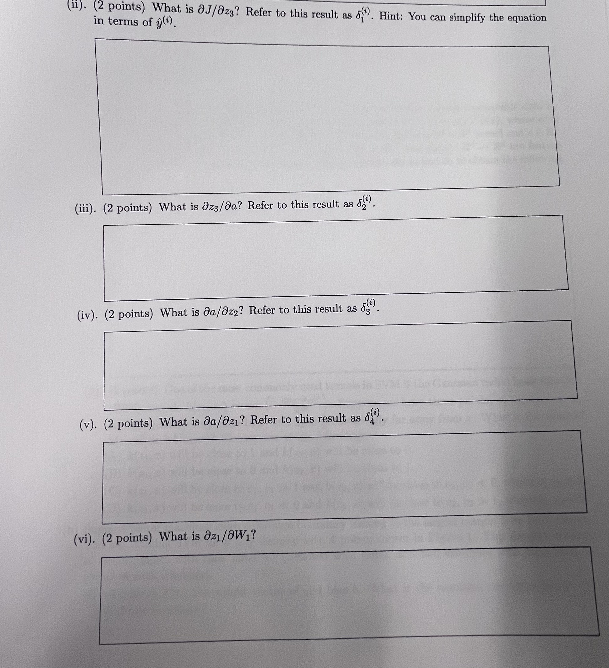 Solved (ii). (2 ﻿points) ﻿What is delJdelz3 ? ﻿Refer to this