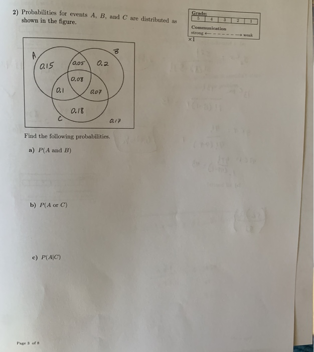 Solved 2) Probabilities For Events A, B, And C Are | Chegg.com