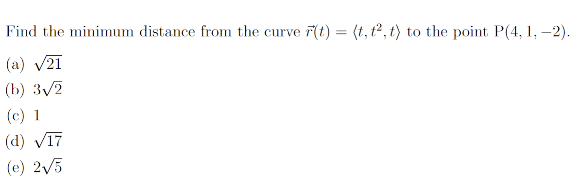 Solved Find the minimum distance from the curve | Chegg.com