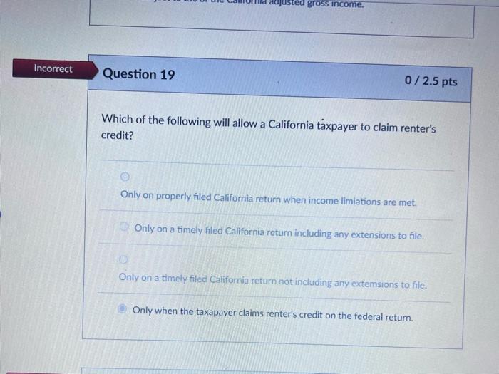 Solved California state taxes are deductible on the federal