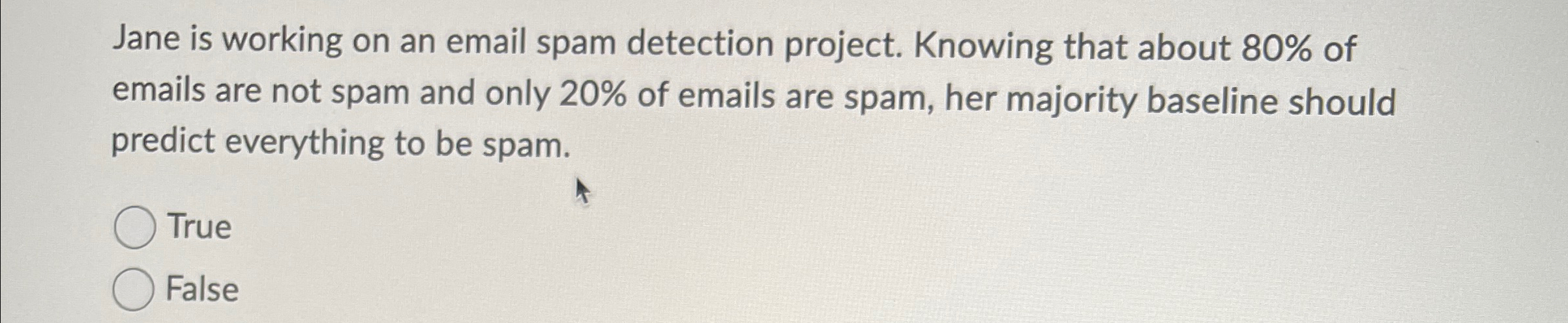 Solved Jane is working on an email spam detection project. | Chegg.com