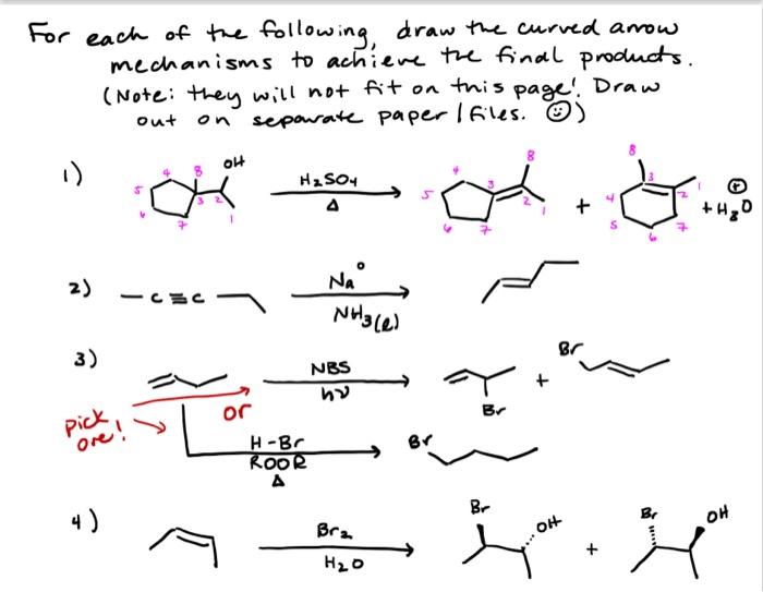 Solved For each of the following, draw the curved arrow | Chegg.com