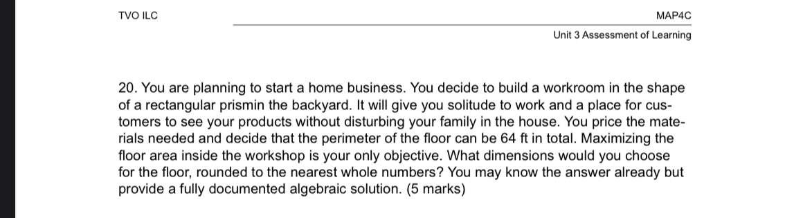 Solved TVO ILCMAP4CUnit 3 ﻿Assessment of Learning20. ﻿You | Chegg.com