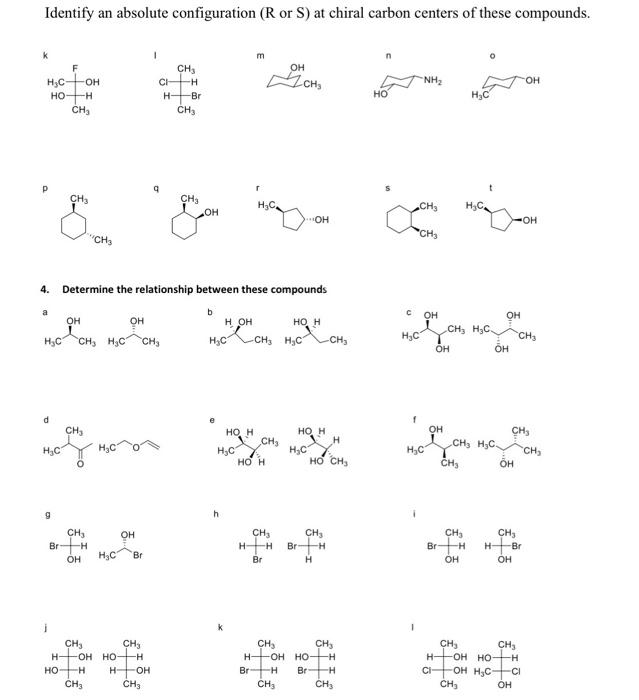 Solved Identify an absolute configuration (R or S) at chiral | Chegg.com