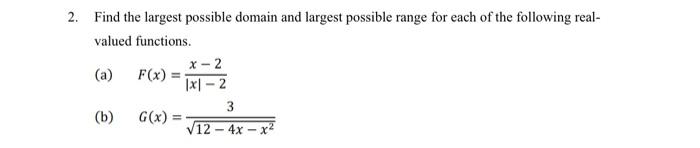 Solved Find the largest possible domain and largest possible | Chegg.com