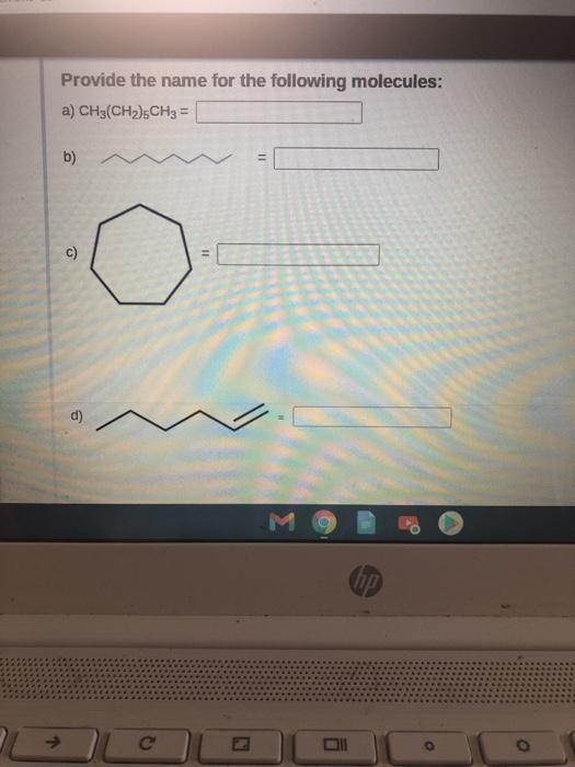 Solved Provide the name for the following molecules: a) | Chegg.com