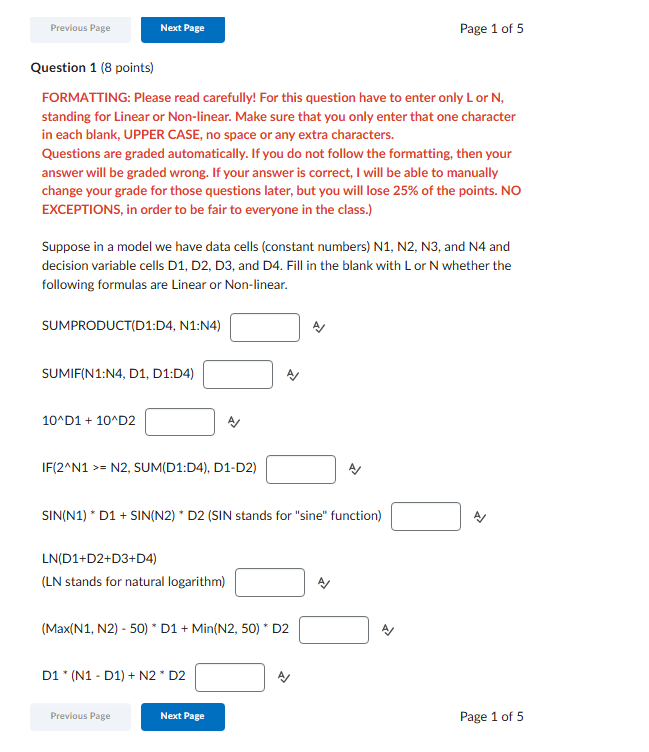 Solved Question 1 (8 ﻿points)FORMATTING: Please read | Chegg.com