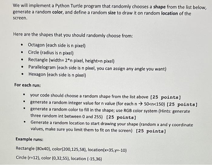 Solved We will implement a Python Turtle program that | Chegg.com
