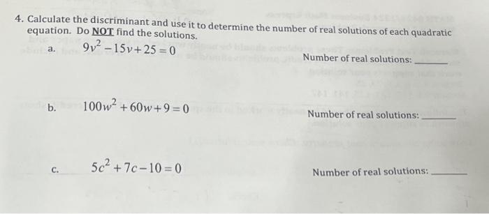 Find deals the discriminant