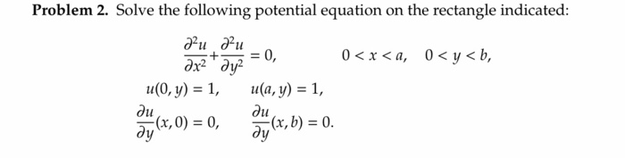 Solved Problem 2. Solve the following potential equation on | Chegg.com