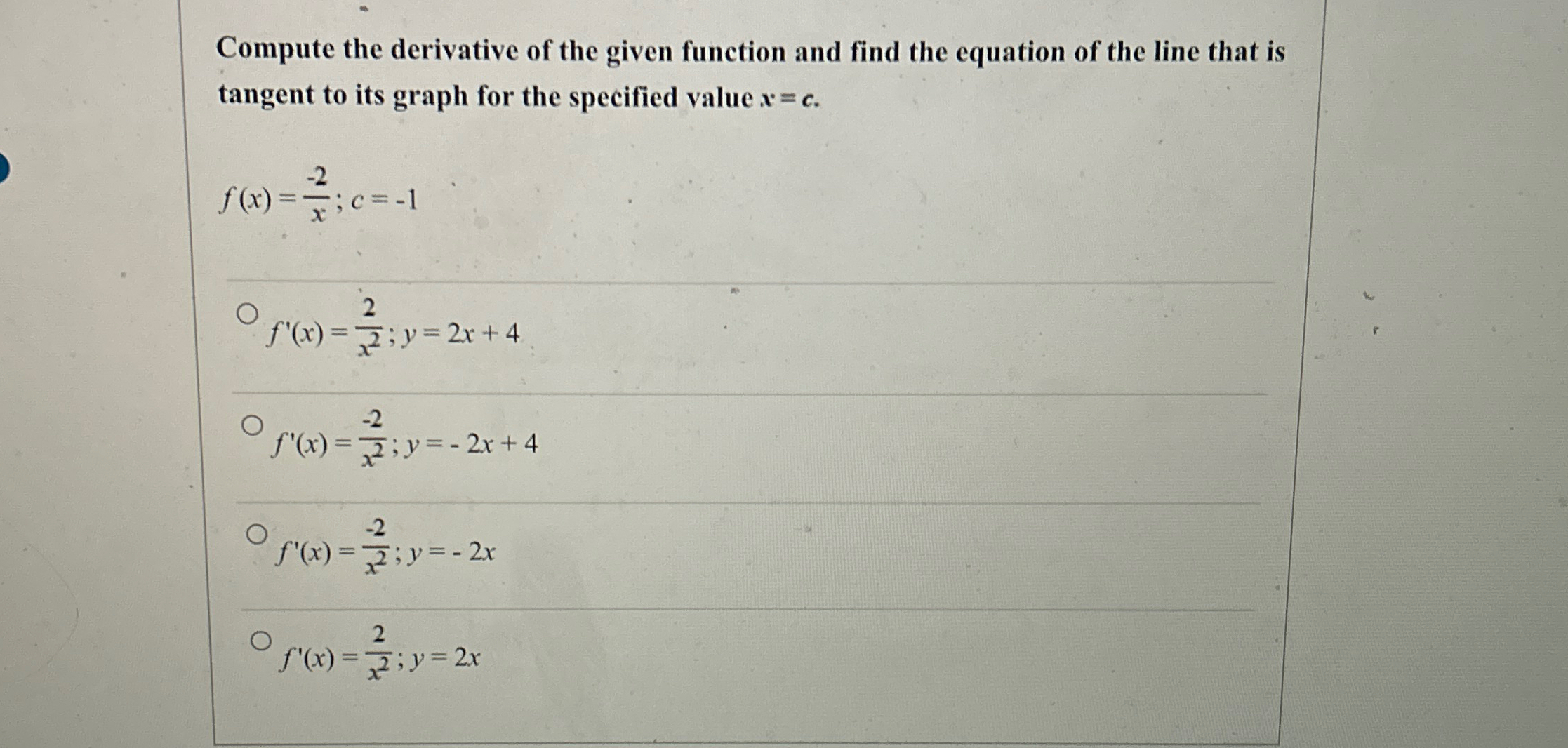 Solved Compute the derivative of the given function and find | Chegg.com