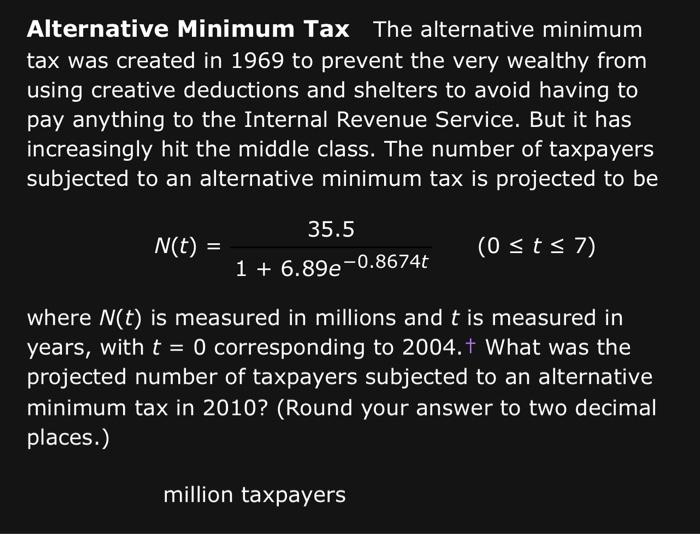 Solved Alternative Minimum Tax The alternative minimum tax | Chegg.com