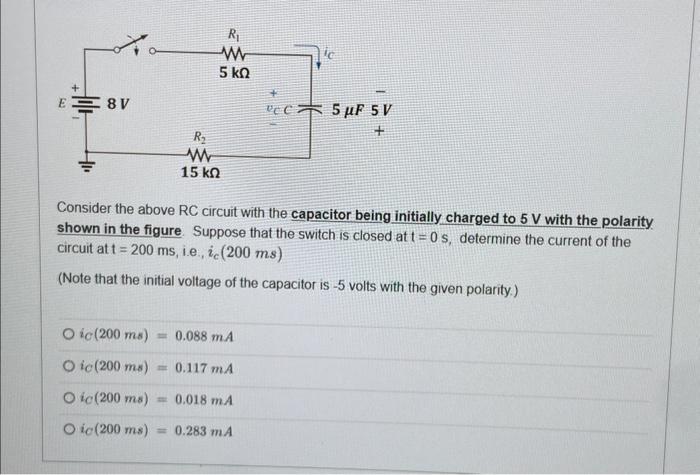 Solved Consider the above RC circuit with the capacitor | Chegg.com