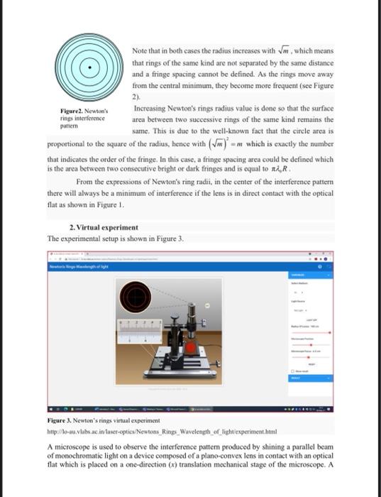 Solved Newton's Rings (Virtual) Experiment Goal: 1. Study of | Chegg.com