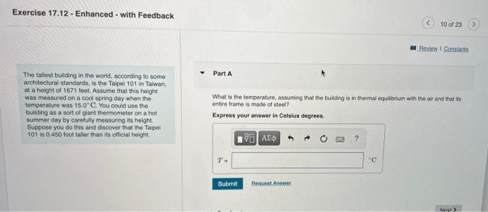 Solved Exercise 17.12- Enhanced - with Feedback The tallest | Chegg.com