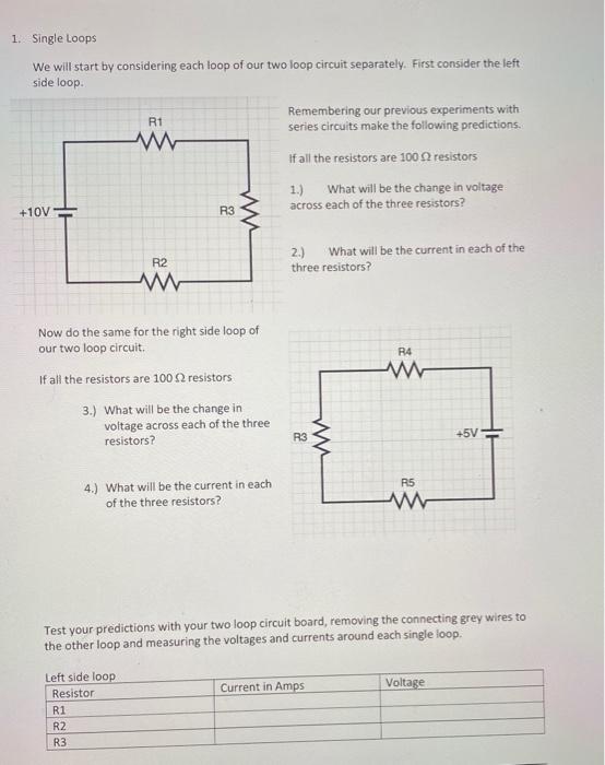 Solved 1. Single Loops We will start by considering each
