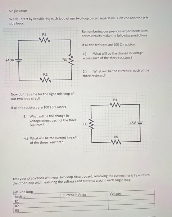 Solved 1. Single Loops We will start by considering each | Chegg.com