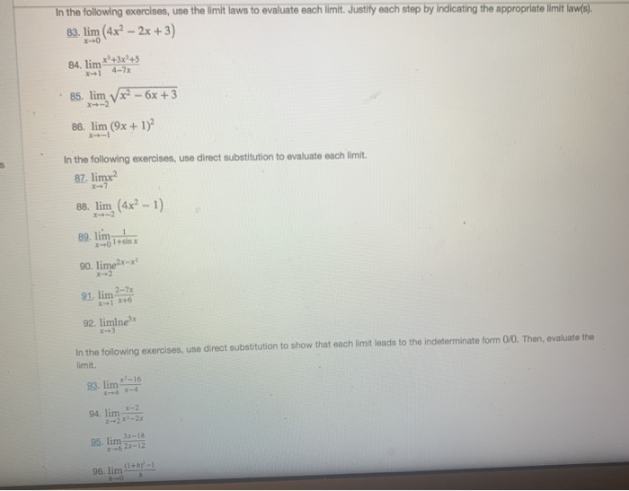 Solved In The Following Exercises, Use The Limit Laws To | Chegg.com