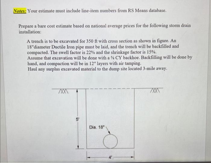 Solved Notes: Your estimate must include line-item numbers | Chegg.com
