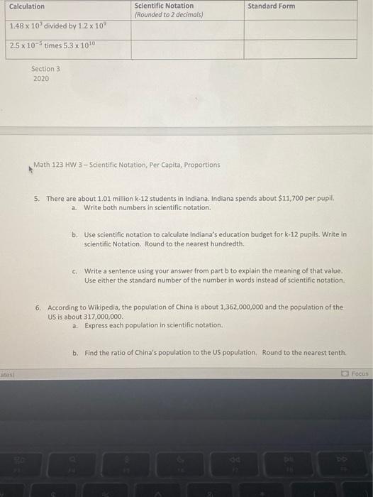 Solved Calculation Standard Form Scientific Notation | Chegg.com