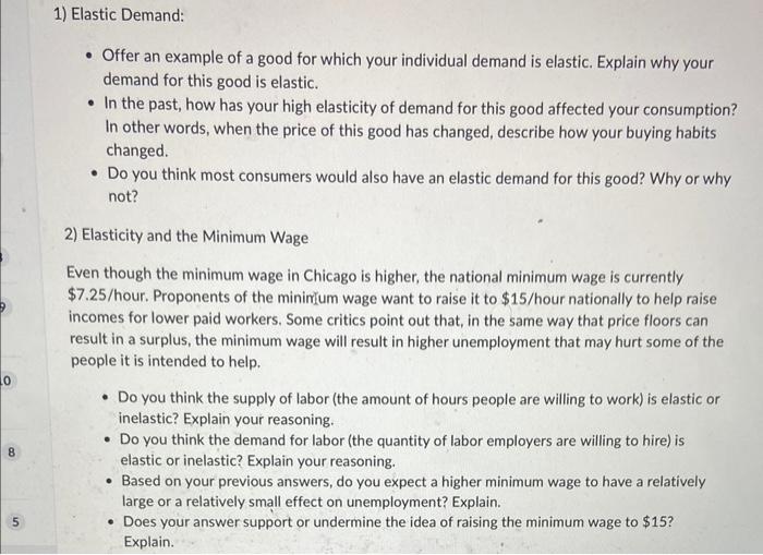 Solved 1) Elastic Demand: - Offer an example of a good for | Chegg.com