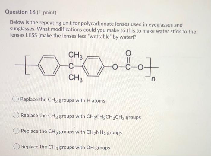 Solved Which of the following monomers best reflects the