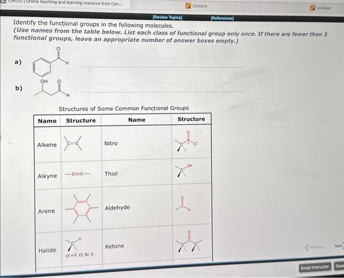 Solved Identify the functional groups in the following | Chegg.com