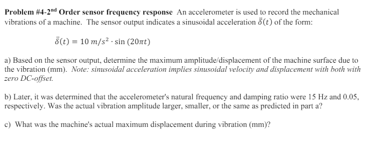 Solved Problem #4-2nd ﻿Order sensor frequency response An | Chegg.com