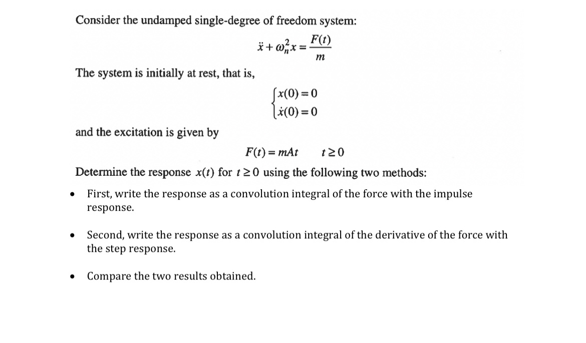 Solved Consider The Undamped Single-degree Of Freedom | Chegg.com