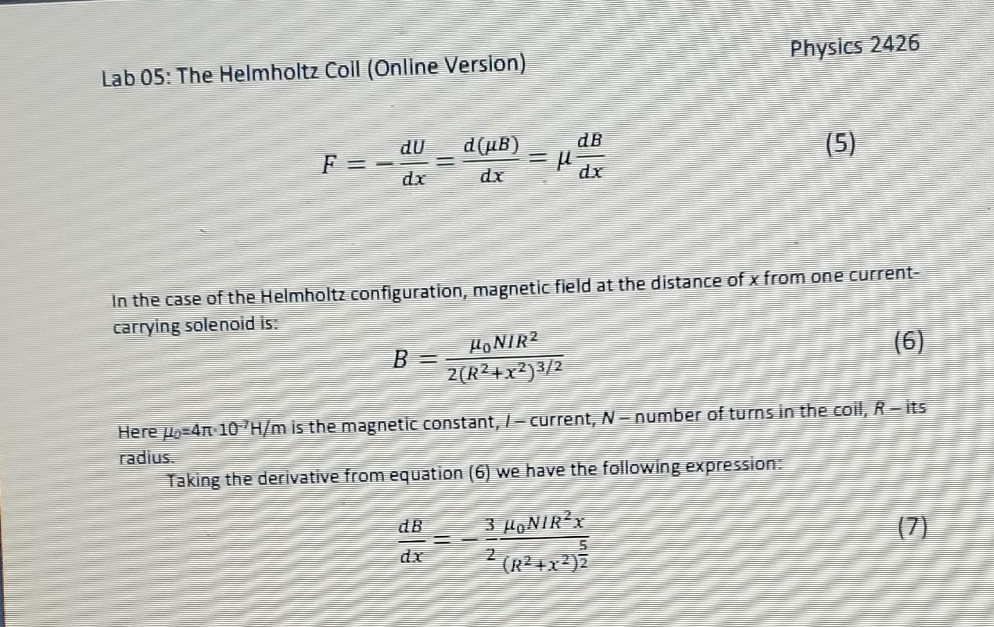 Solved Helmholtz Coil Objective: To Observe The Motion Of A | Chegg.com