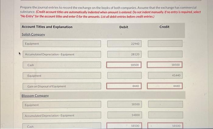 Solved Prepare the journal entries to record the exchange on | Chegg.com