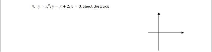 Solved 4. y=x2;y=x+2;x=0, about the x axis | Chegg.com