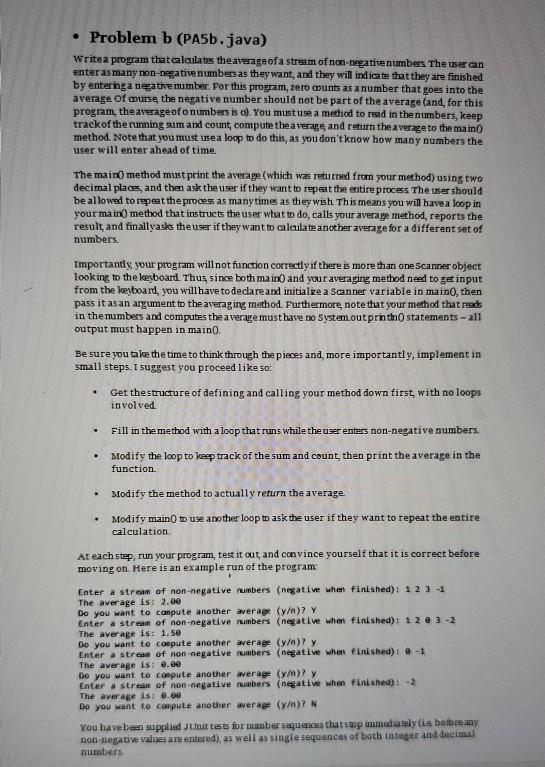 Solved • Problem b (PA5b.java) Write a program that | Chegg.com