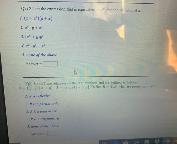 Solved Q7) Select the expression that is equivalent to ", | Chegg.com