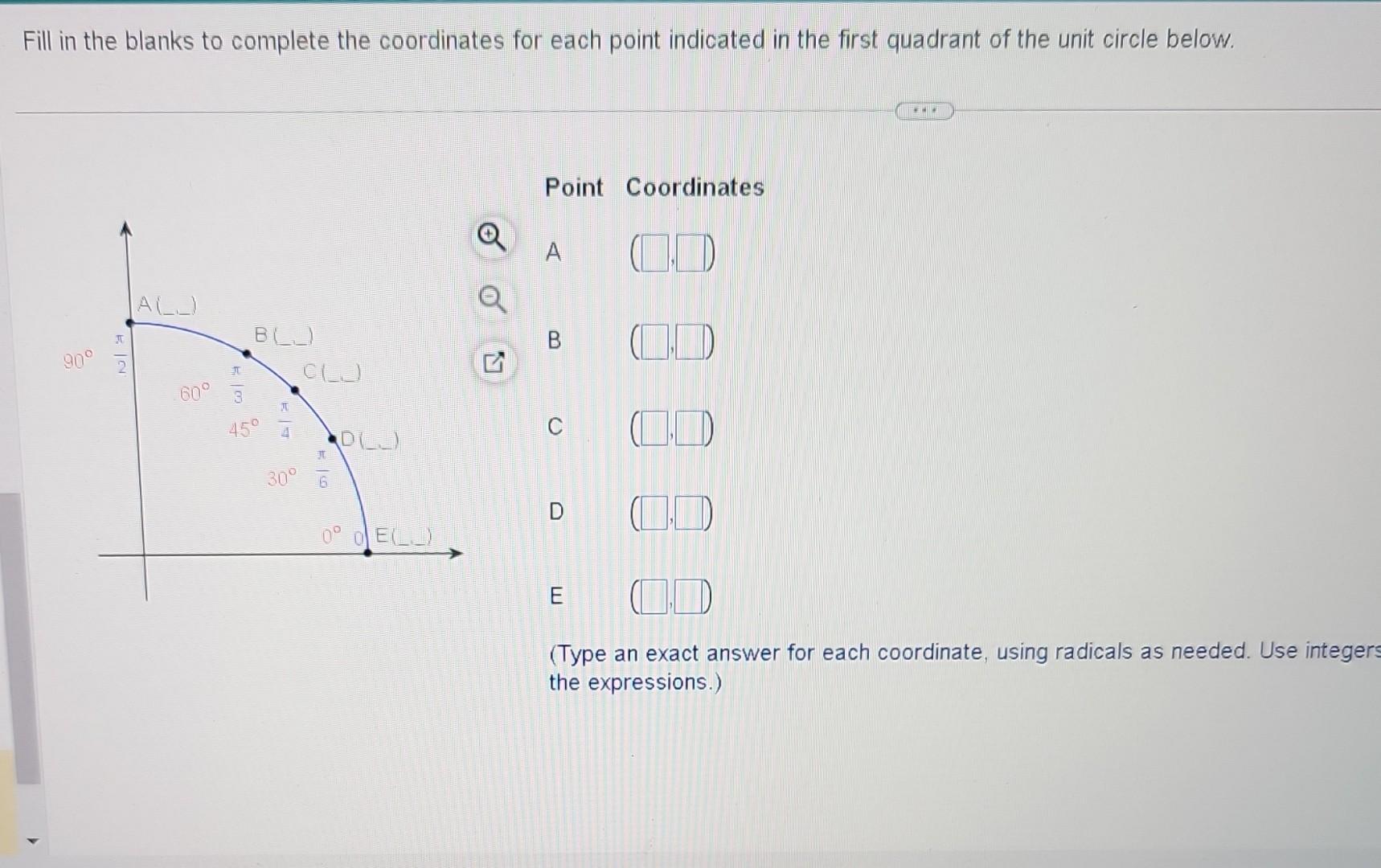 Solved Fill in the blanks to complete the coordinates for | Chegg.com