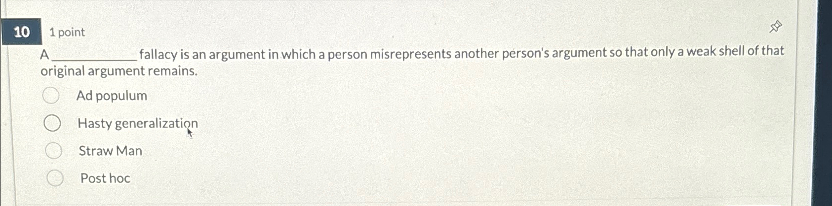 Solved 1 ﻿pointA fallacy is an argument in which a person | Chegg.com