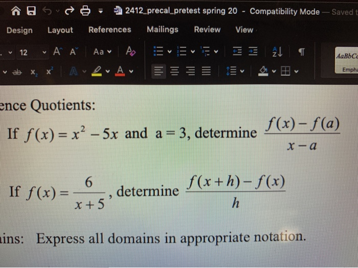 Solved N A Sv E 2412 Precal Pretest Spring Compati Chegg Com