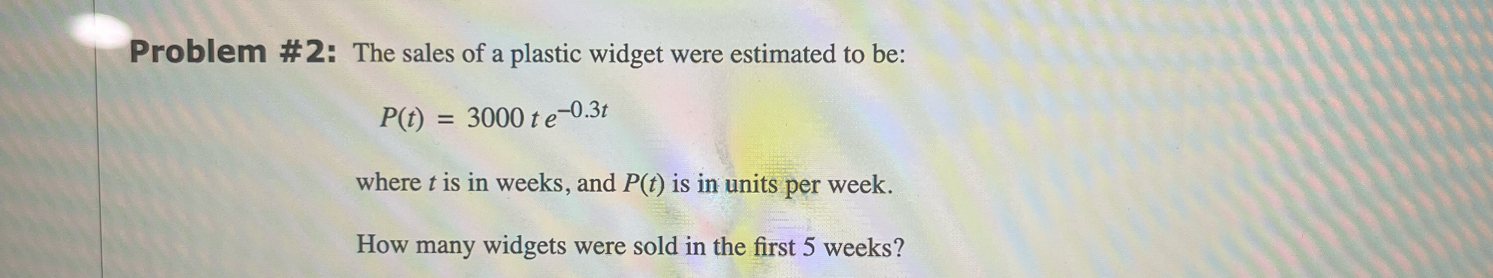 Solved Problem #2: The sales of a plastic widget were | Chegg.com